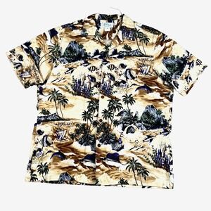 Kolekole Hawaiian Camp Shirt Large Fish Sailfish Vintage Tropical Short Sleeve